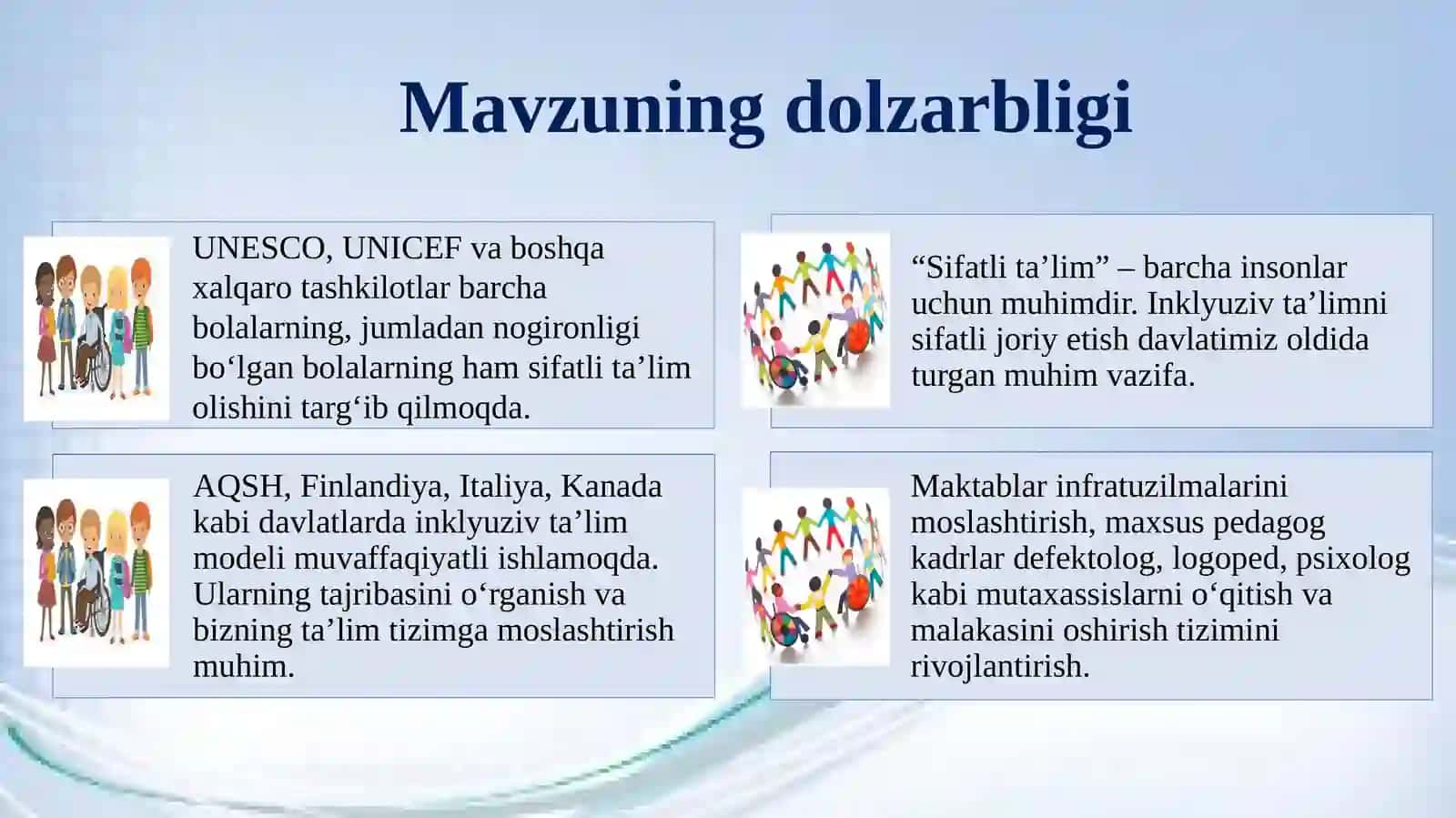 Inklyuziv ta’limni tashkil etishda muvaffaqiyatli loyihalar va xorijiy tajribalardan foydalanish 3