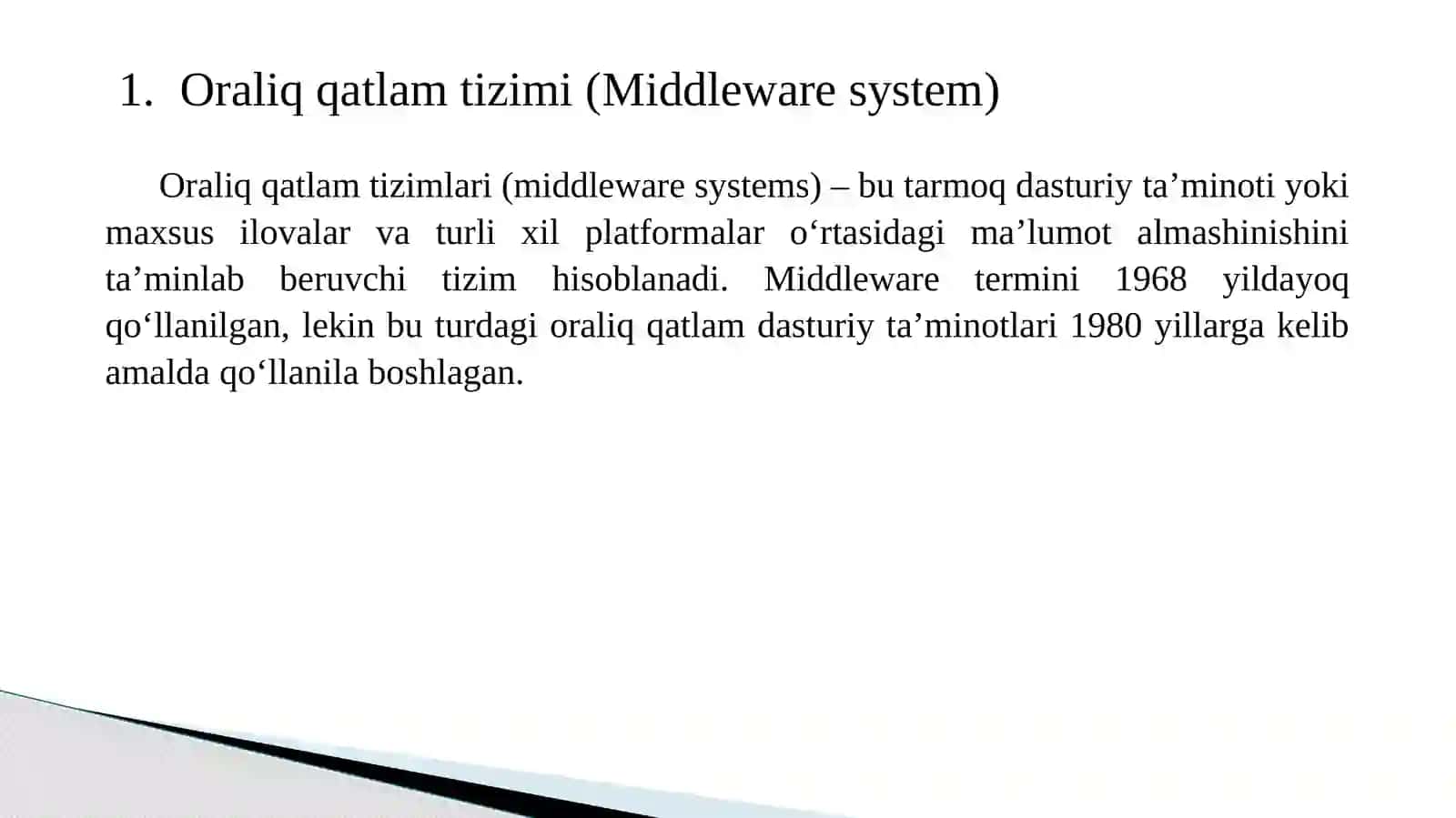 Middleware tizimlari (Middleware Systems) 3