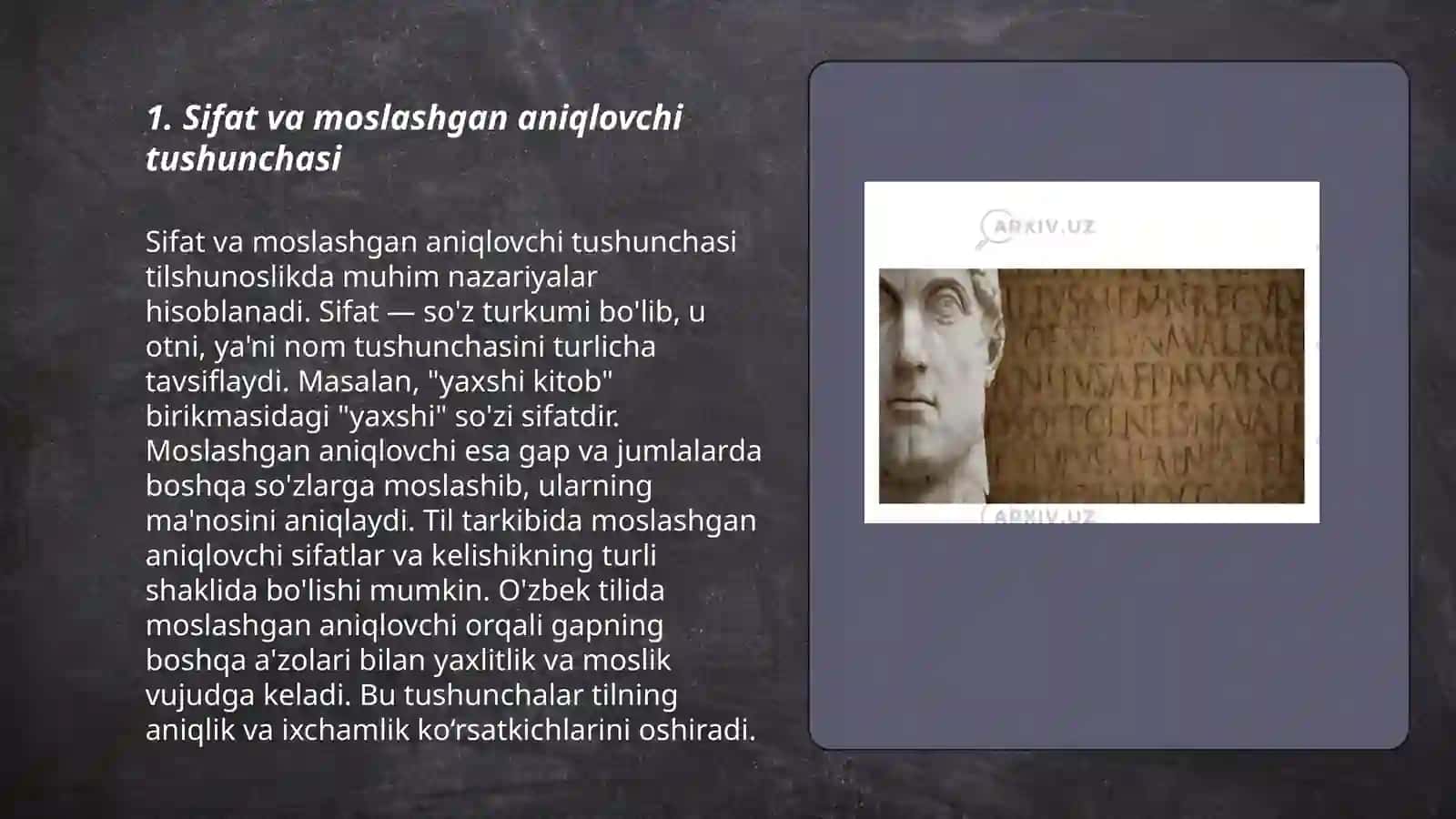 Lotin tili fanidan sifat va moslashgan aniqlovchi kategoriyalari 3