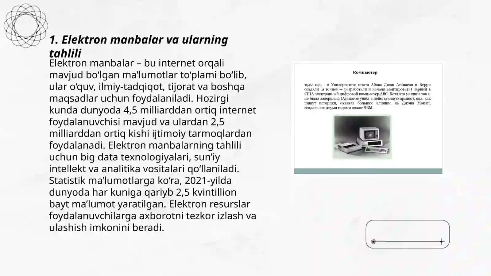 Elektron manbalar va ularning tahlili 3