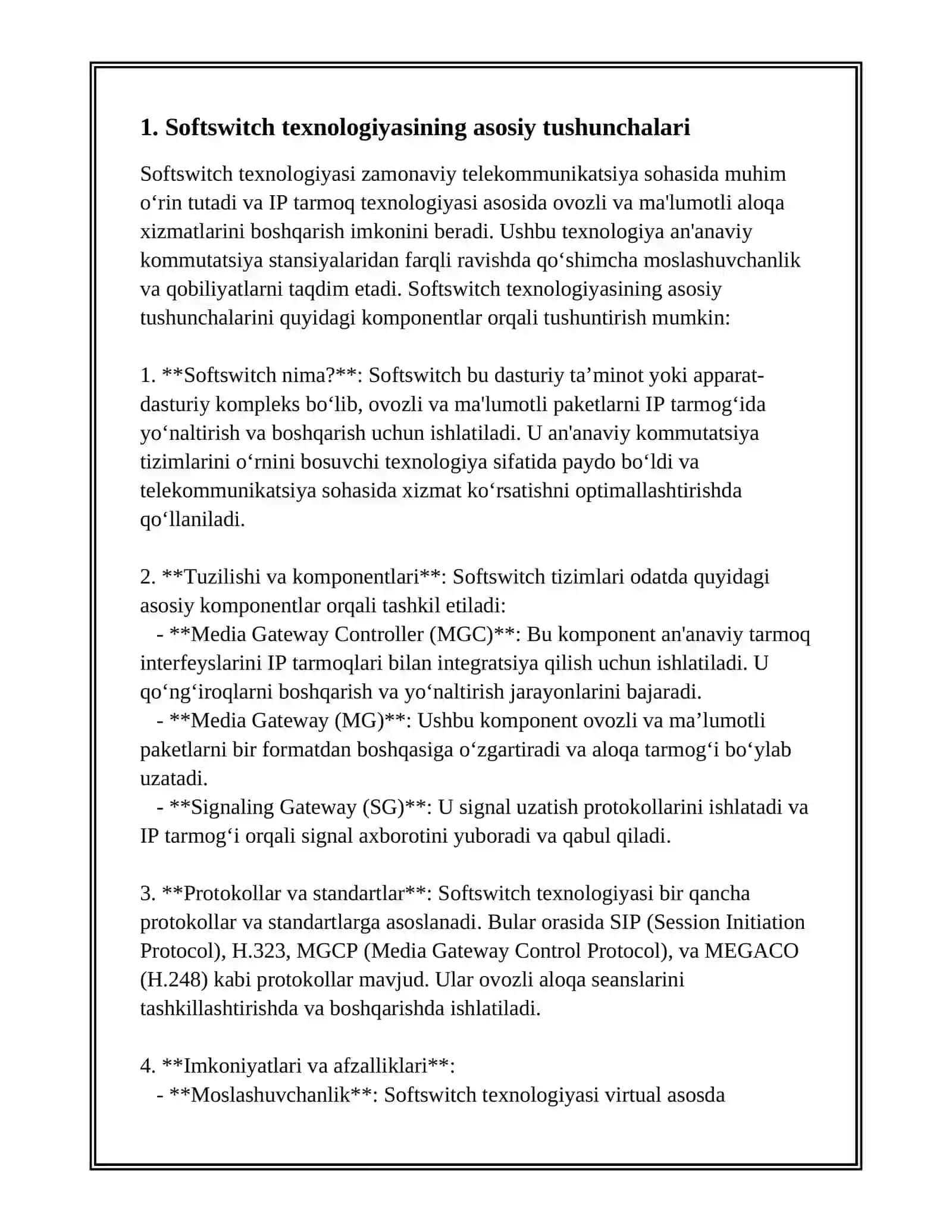 SOFTSWITCH TEXNOLOGIYASI 3