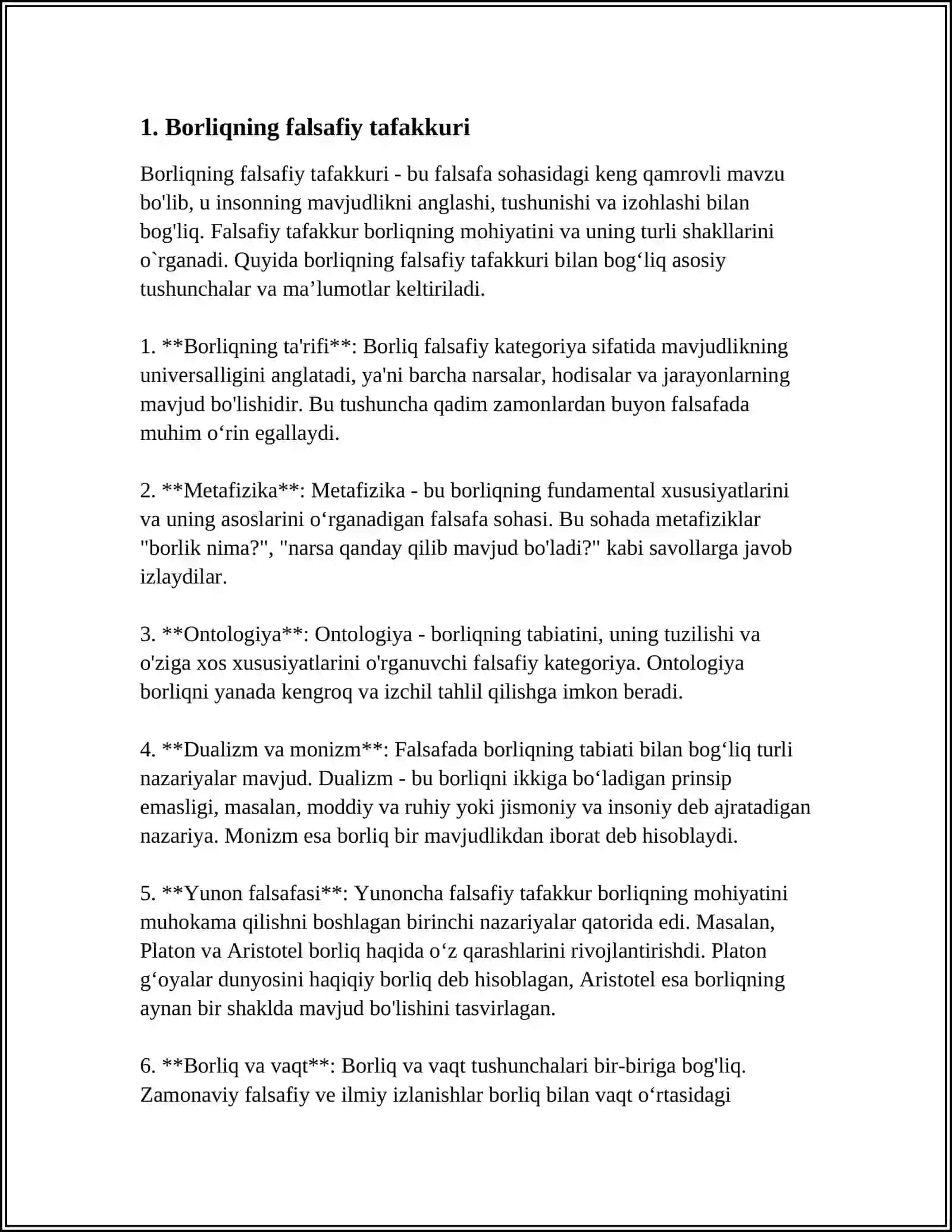 BORLIQ(ONTOLOGIYA)RIVOJLANISH FALSAFASI 3