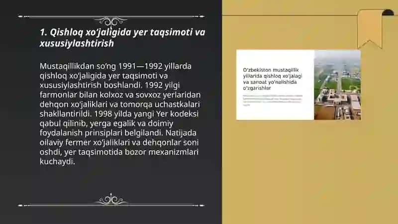 Qishloq xo‘jaligida yer taqsimoti va xususiylashtirish 3