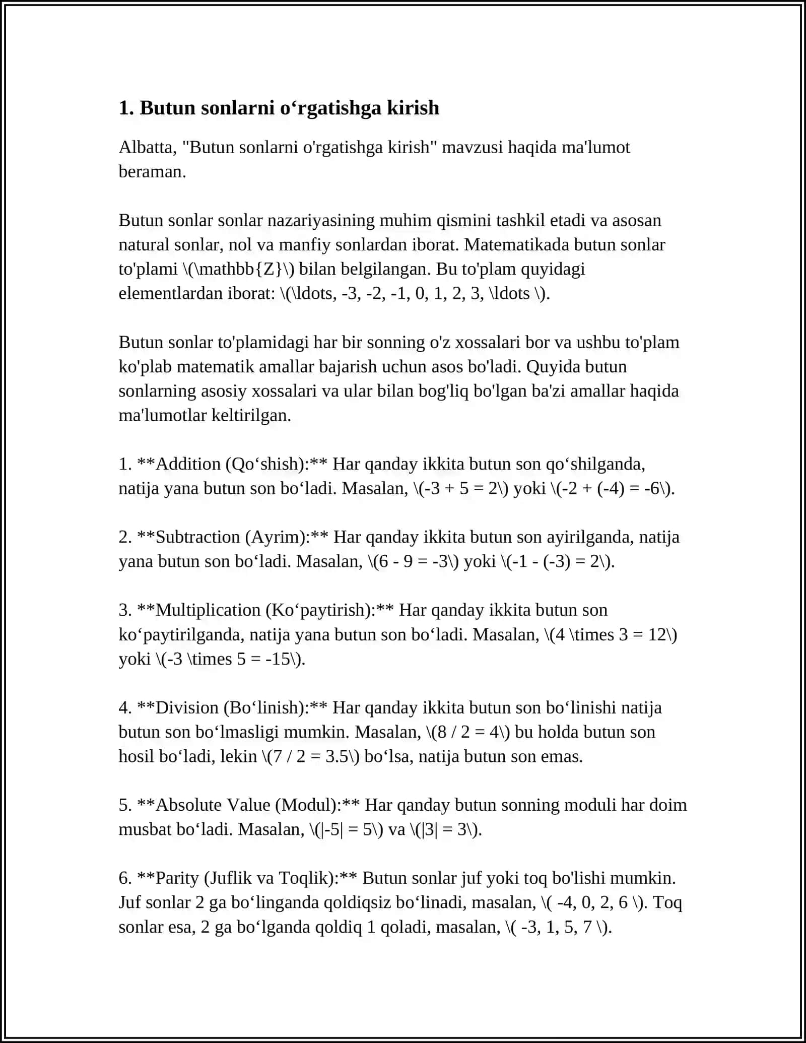 NOMANFIY BUTUN SONLAR USTIDA ARIFMETIK AMALLARNI OʻRGATISH METODIKASI 3