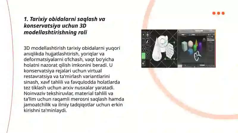 Tarixiy obidalarni 3D modellashtirishning ahamiyati 3
