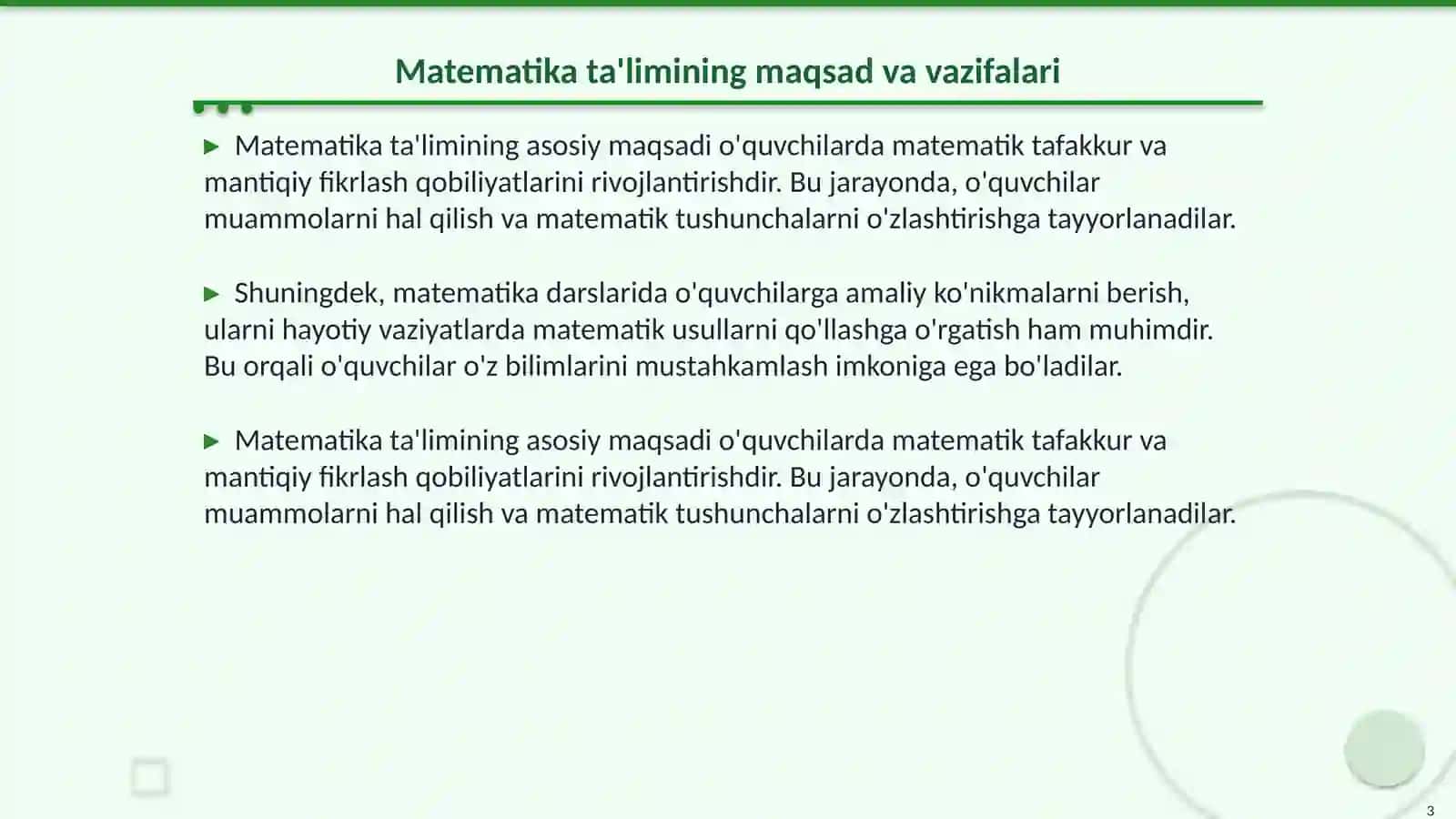 Boshlangʻich sinflarda matematika metodikasini oʻrgatish 3