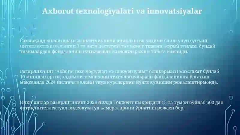 Oʻzbekiston Respublikasi Ichki Ishlar Vazirligining Zamonaviy Islohotlari va Kelajak Rejalari 3