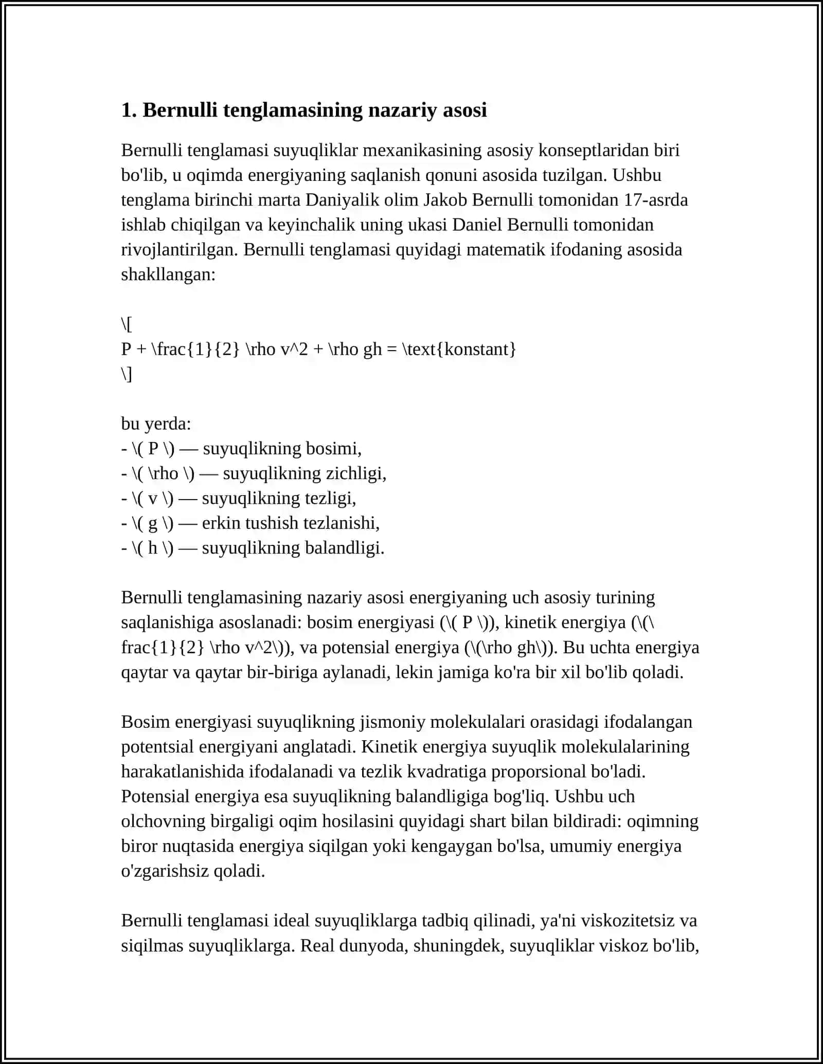 MUSTAQIL ISH Mavzu: BERNULLI TENGLAMASI 3