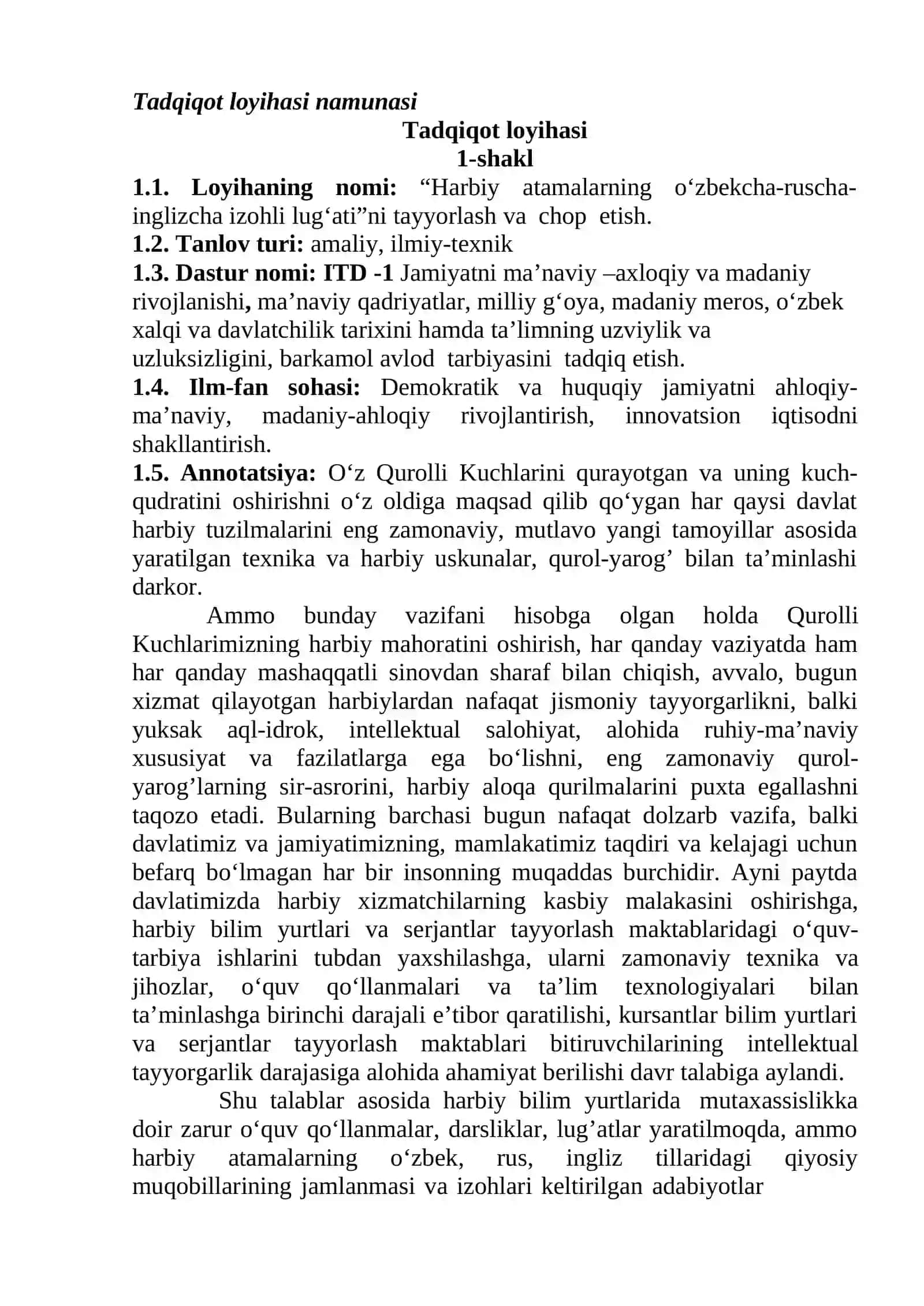 16-mavzu. Loyiha. Loyiha tavsifi Nazariy ma’lumot 3