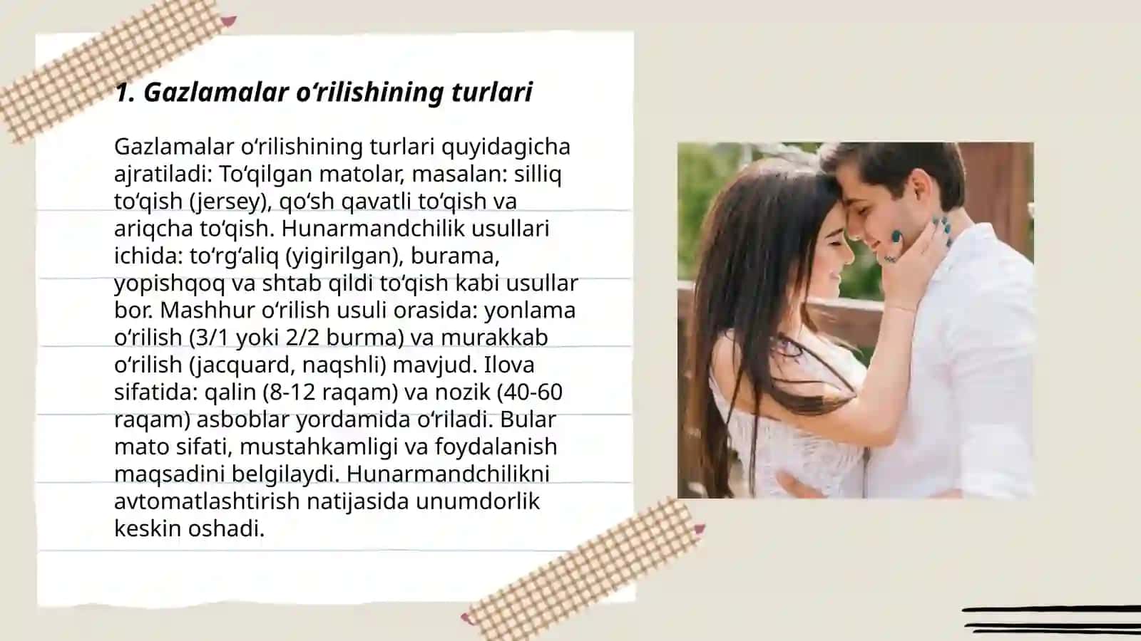 Gazlamalarning ôrilish turlarini o‘rganish Oddiy mayda gulli 3