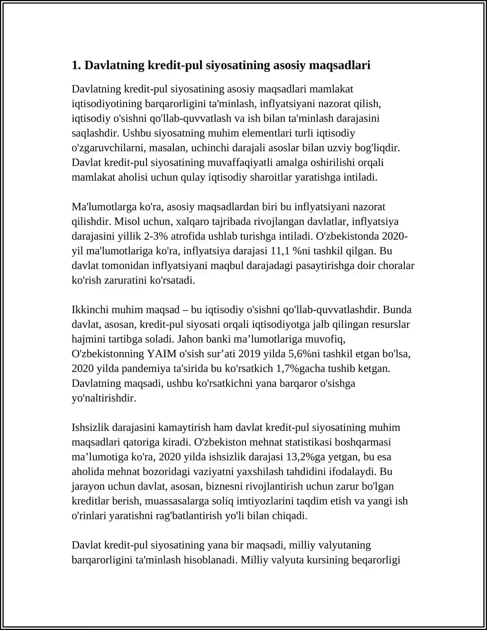 DAVLATNING KREDIT-PUL SIYOSATI, UNING DASTAKLARI VA AMALGAM OSHIRISH VOSITALARI 3