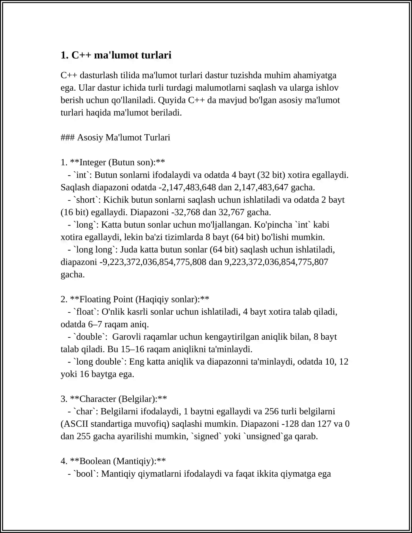 C ++ DA OPERATORLAR VA STANDART FUNKSIYALAR 3