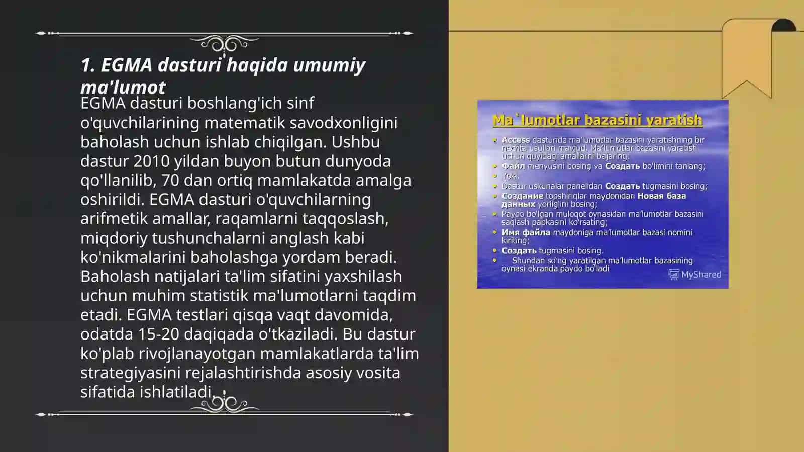EGMA xalqaro baholash dasturi 3