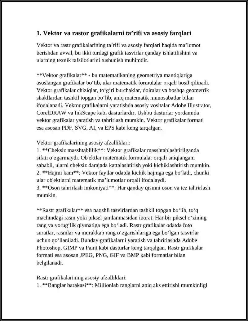 VEKTOR VA RASTOR GRAFIK TASVIRLAR BILAN ISHLASH 3