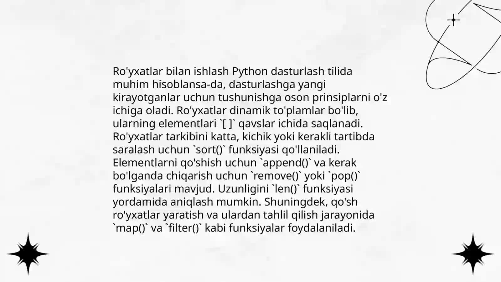 Ro'yxatlar bilan ishlash 3