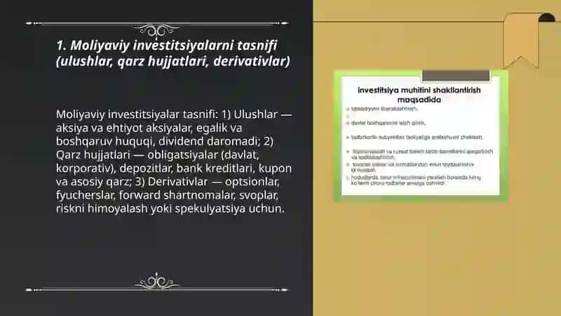 Moliyaviy investitsiyalarni hisobga olish 3