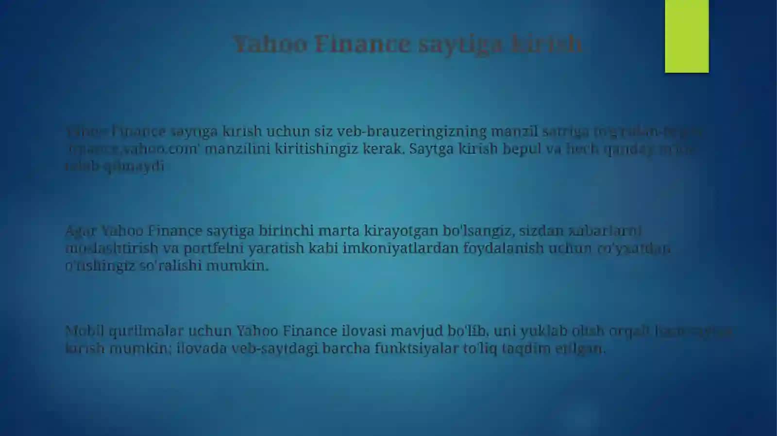 Yahoo finance saytini yorit 3