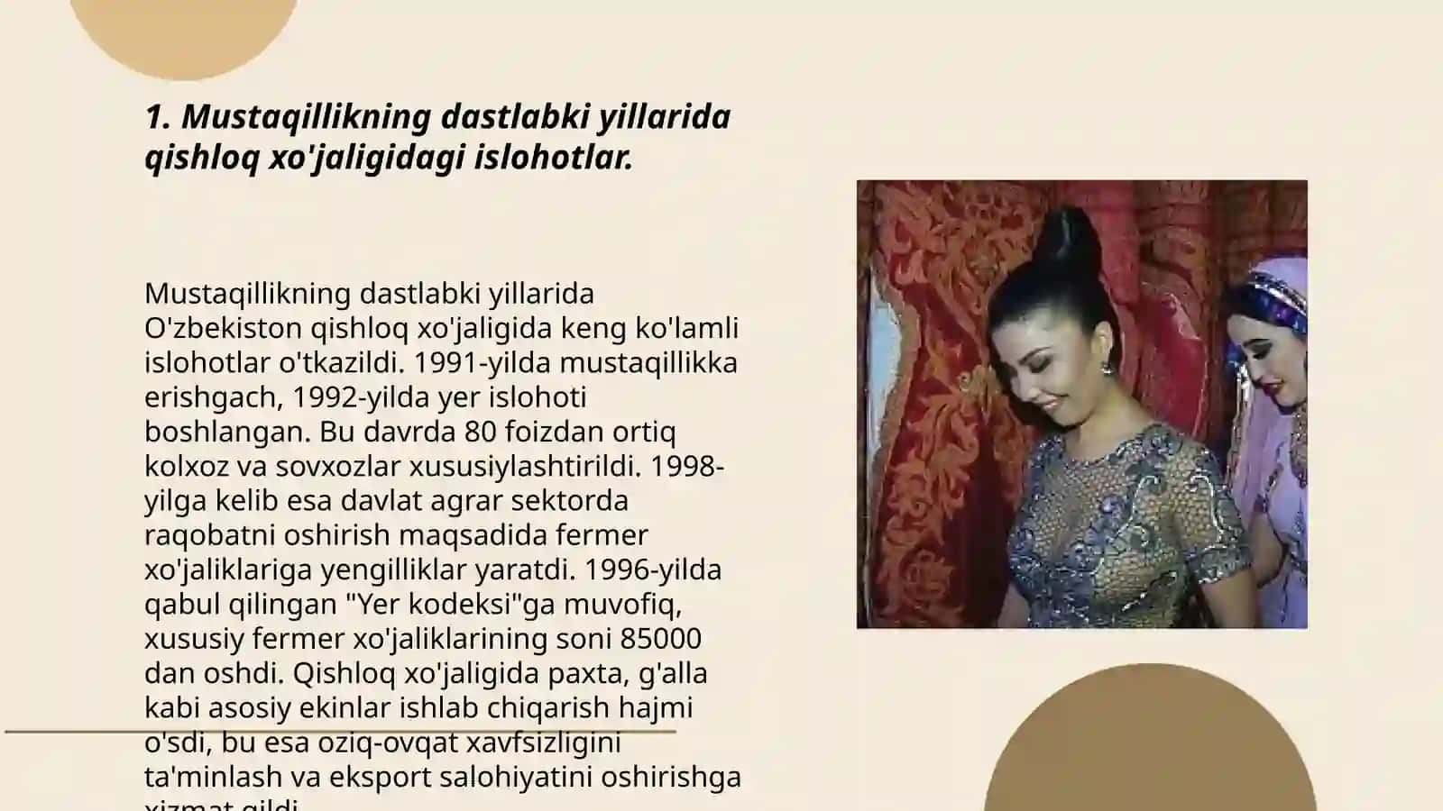 Mustaqillik yillarida qishloa xo'jaligi va sanoat sohasidagi o'zgarishlar 3