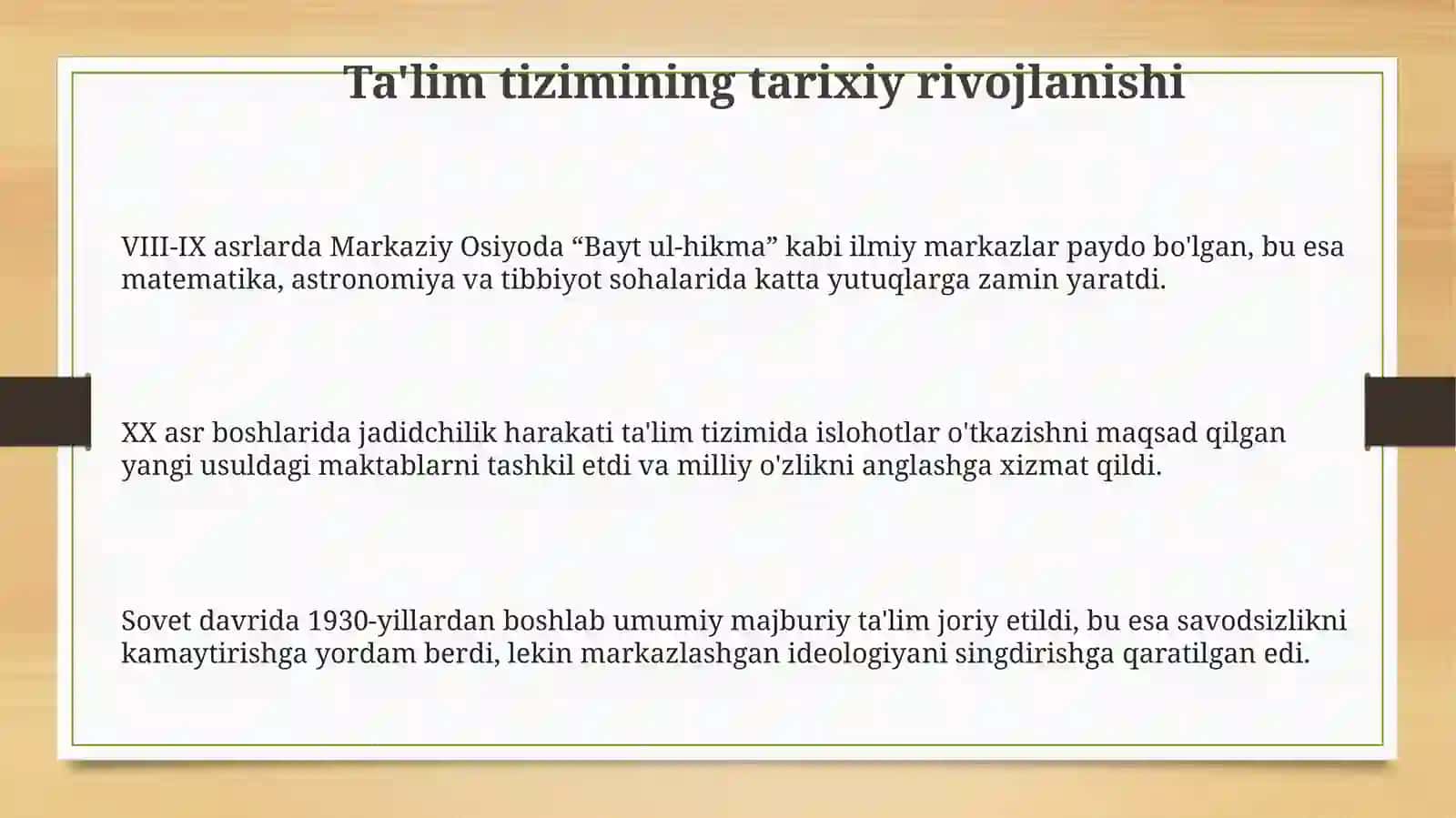 Ta'lim tizimining tarixiy rivojlanishi 3