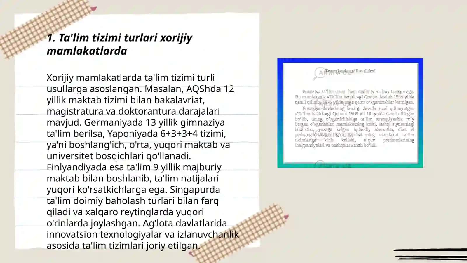 Ta'lim Tizimi Xorijiy Mamlakatlarda 3