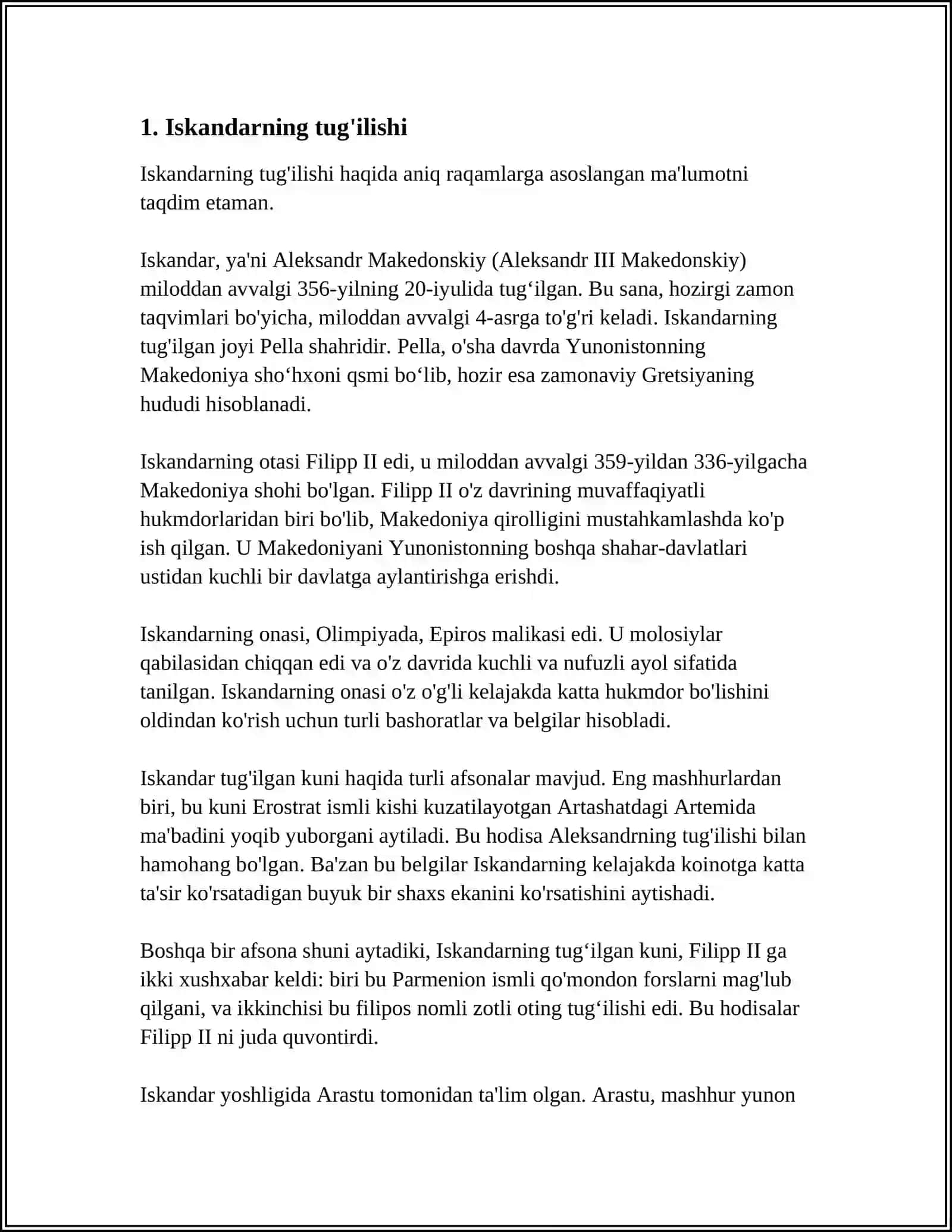 "SADDI ISKANDARIY" DOSTONINING BOBLAR BÔYICHA TAVSIFI 3
