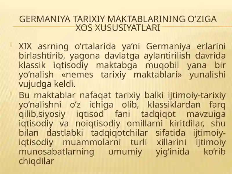 GERMANIYADAGI TARIXIY MAKTAB G’OYALARINING O’ZIGA XOSXUSIYATLARI 3