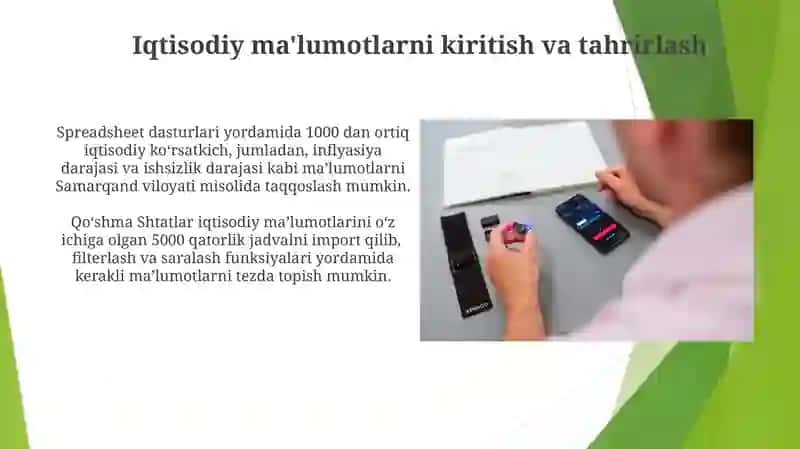 Elektron jadvallar muharrirlarida iqtisodiy ma'lumotlarni qayta ishlash dasturlari 3