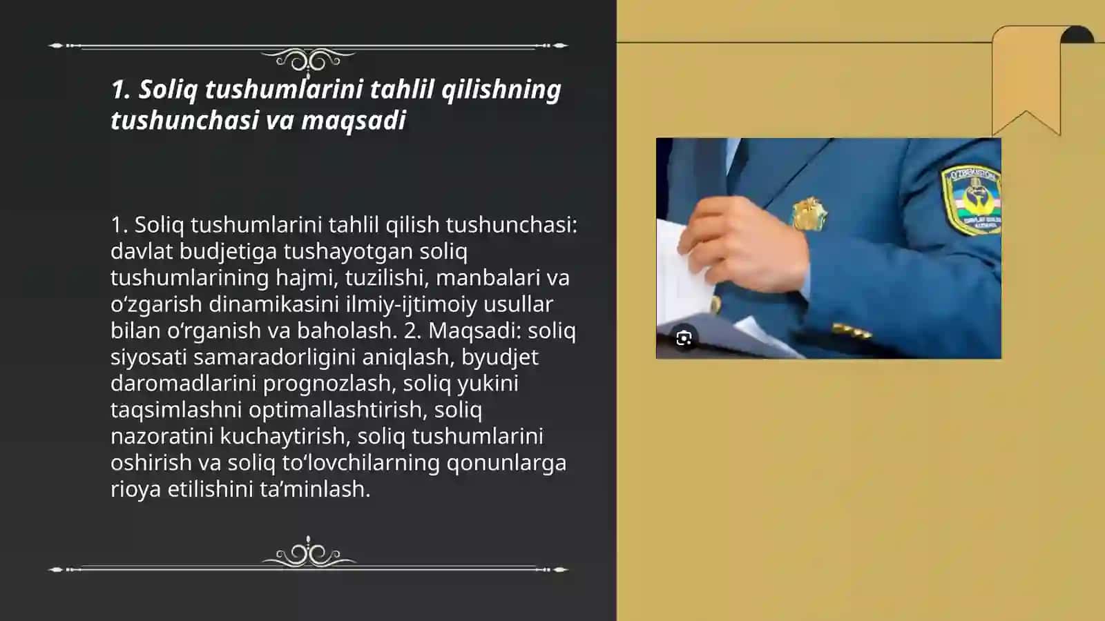 Soliq tushumlarini tahlil qilish Soliq solishning alohida tartibi 3