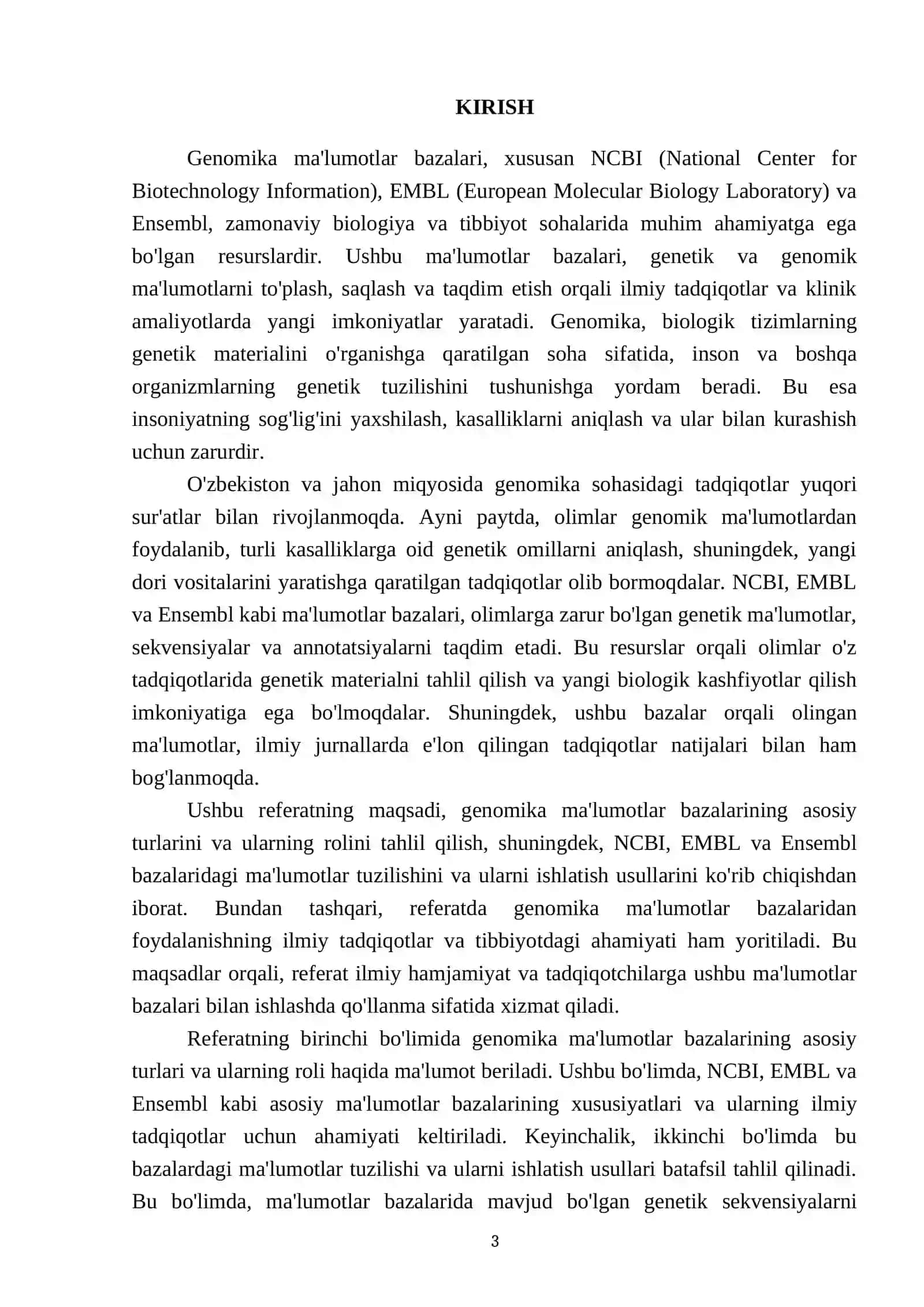 Genomika malumotlar bazalari (NCBI, EMBL, Ensembl) bilan ishlash 3