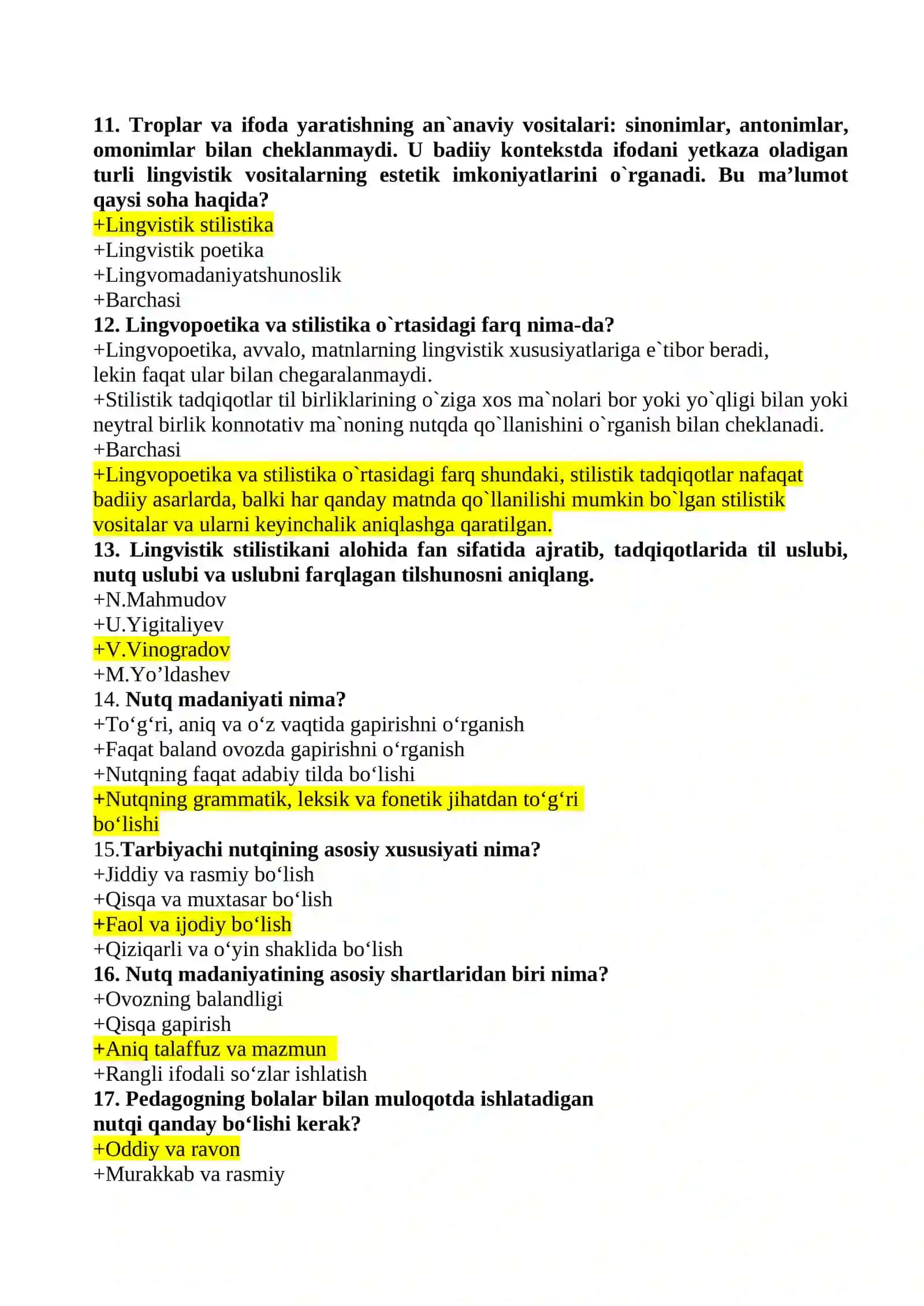 LINGVOPOETIKA fanidan ON test savollari BAZASI 3