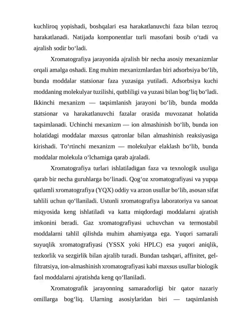 Xromatografiya usulida moddalarni ajratish 3