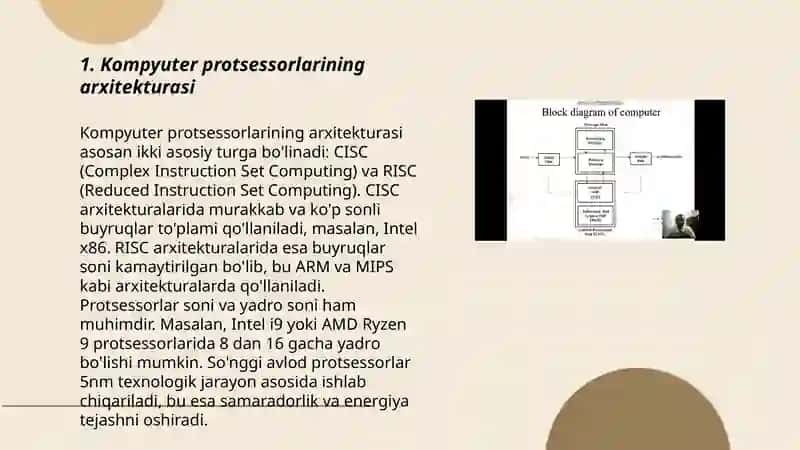 Kompyuter protsessorlarining tuzilishlari va ishlashi 3