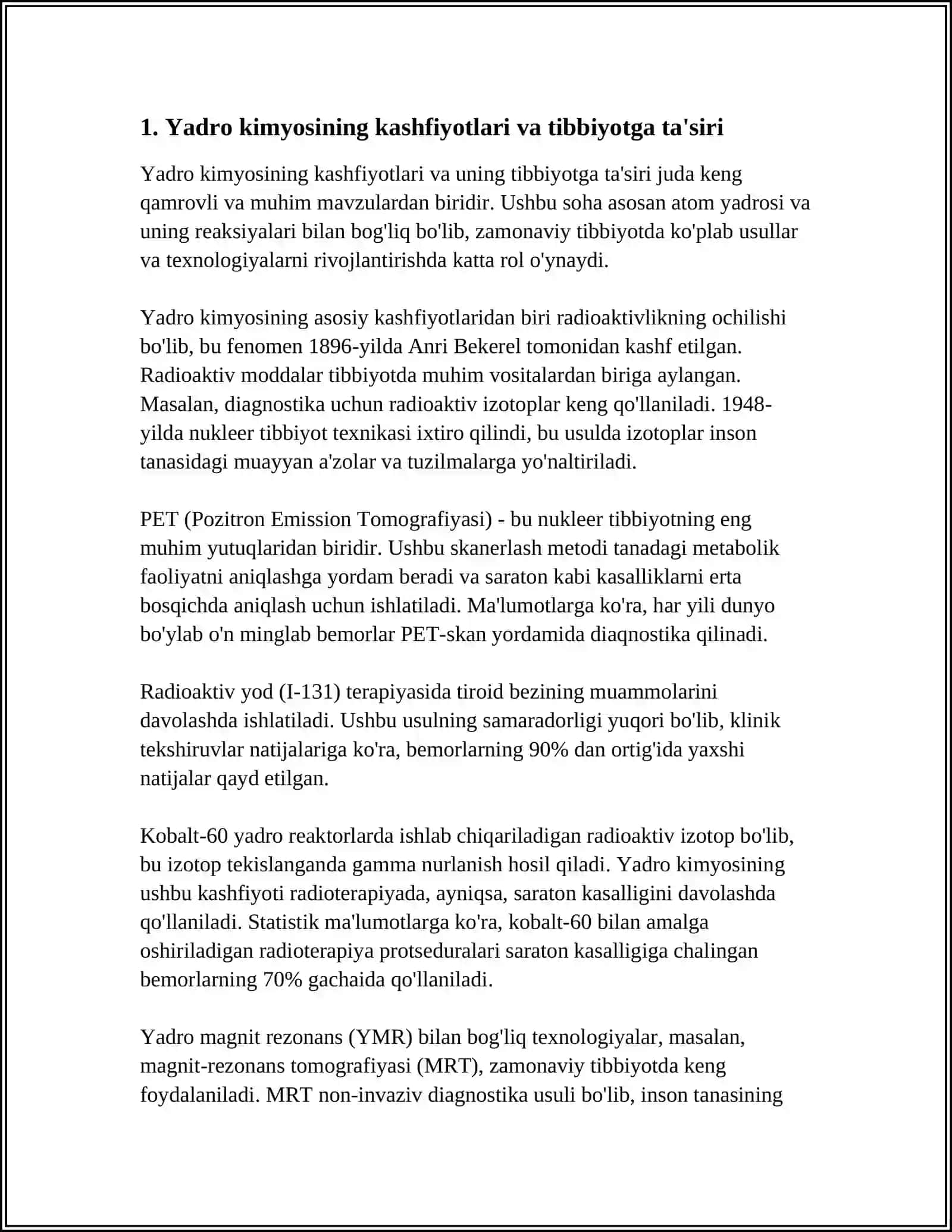 Yadro Kimyosining Tibbiyotdagi O‘rni 3