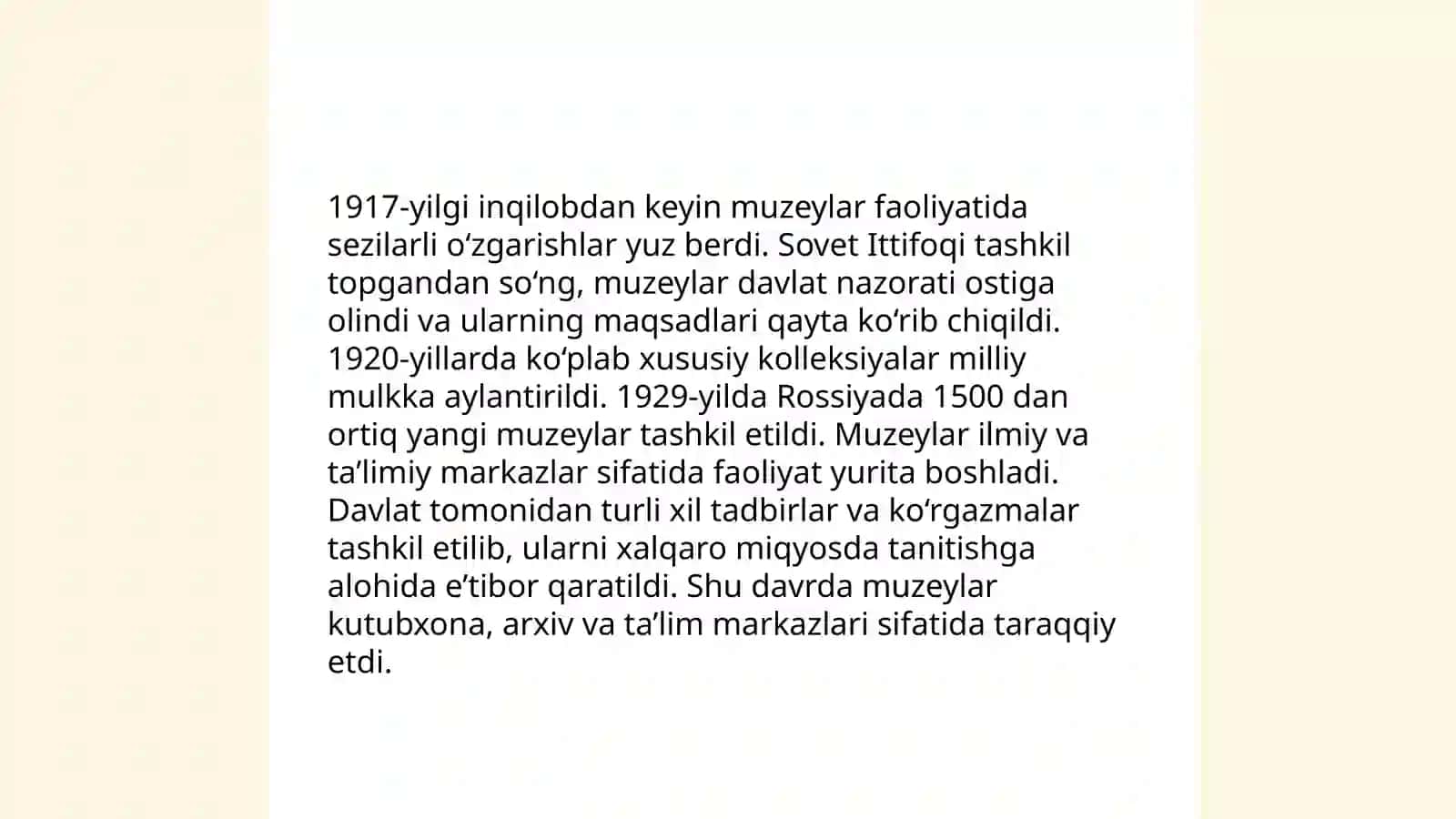 O'zbekistonda 1917-1990 yillarda tashkil etilgan muzeylar faoliyati 3