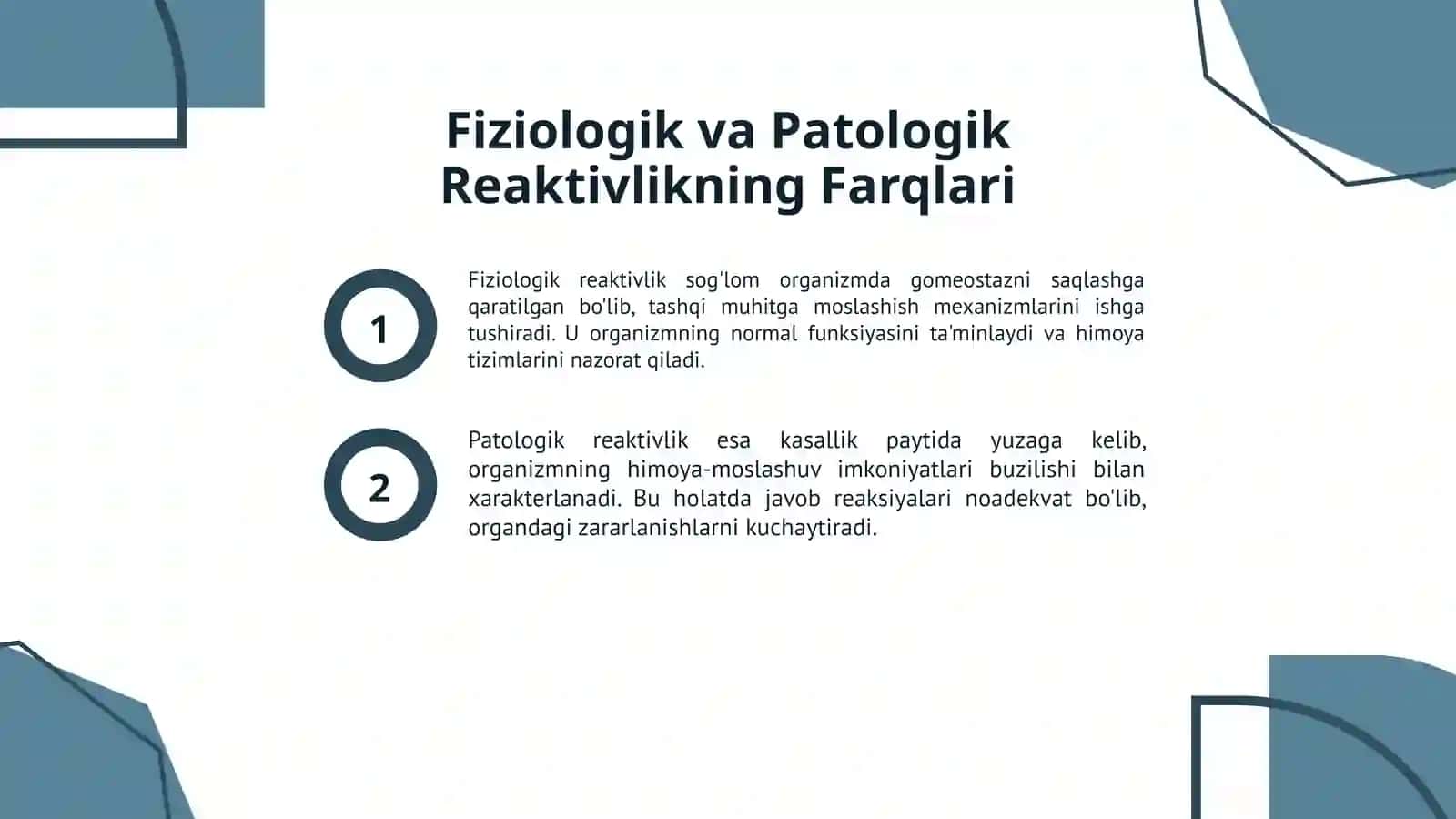 Patalogiyada reaktivlikning ahamiyati 3