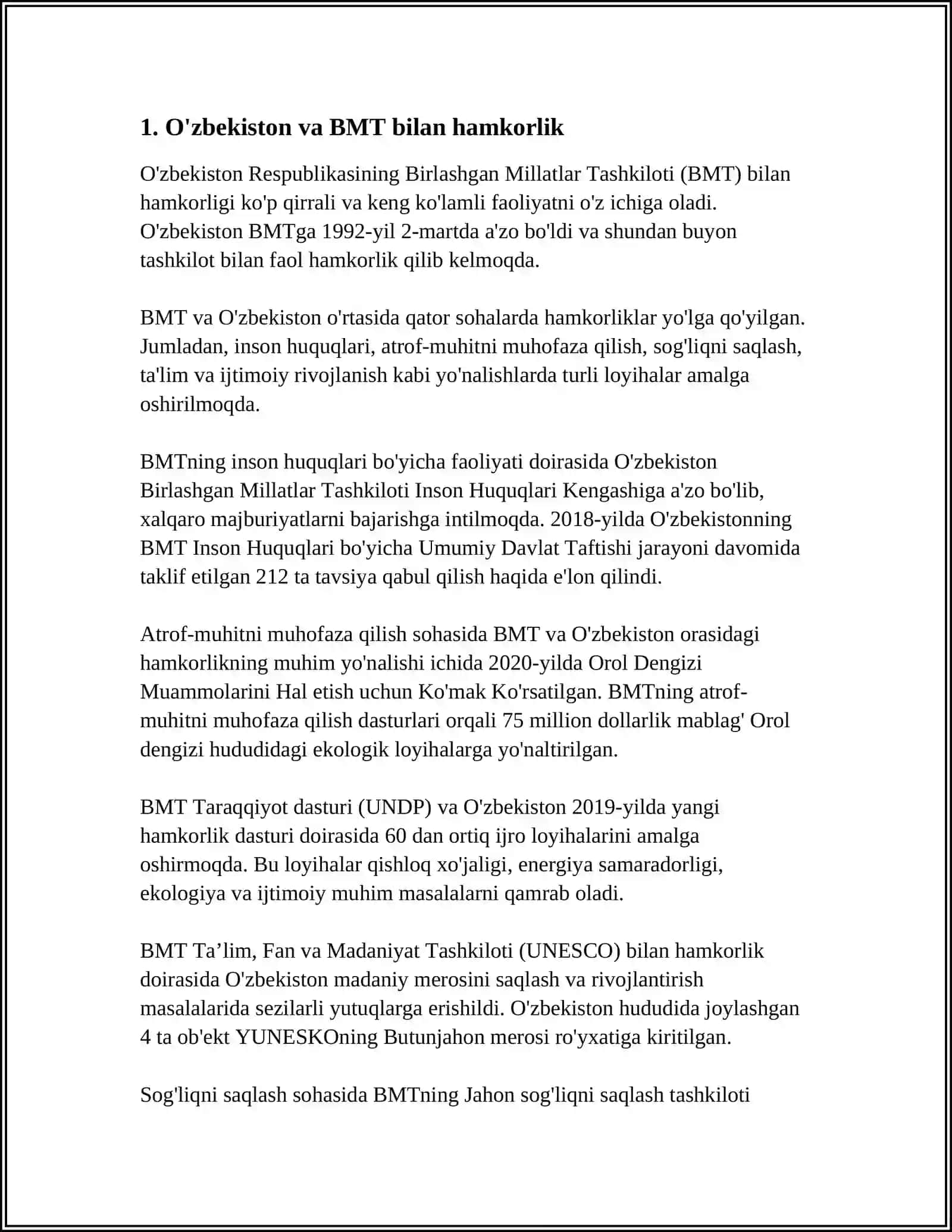 ÒZBEKISTONNING XALQARO TASHKILOTLAR BILAN HAMKORLIK ALOQALARI 3