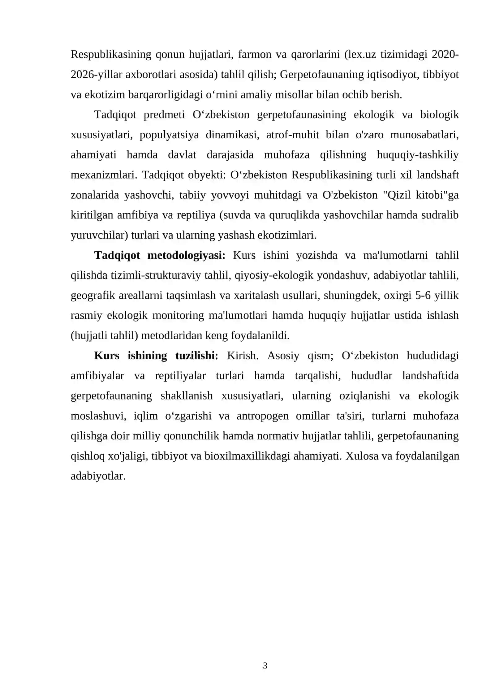O‘zbekiston gerpetofaunasi tarqalishi, ekologiyasi va ahamiyati 3