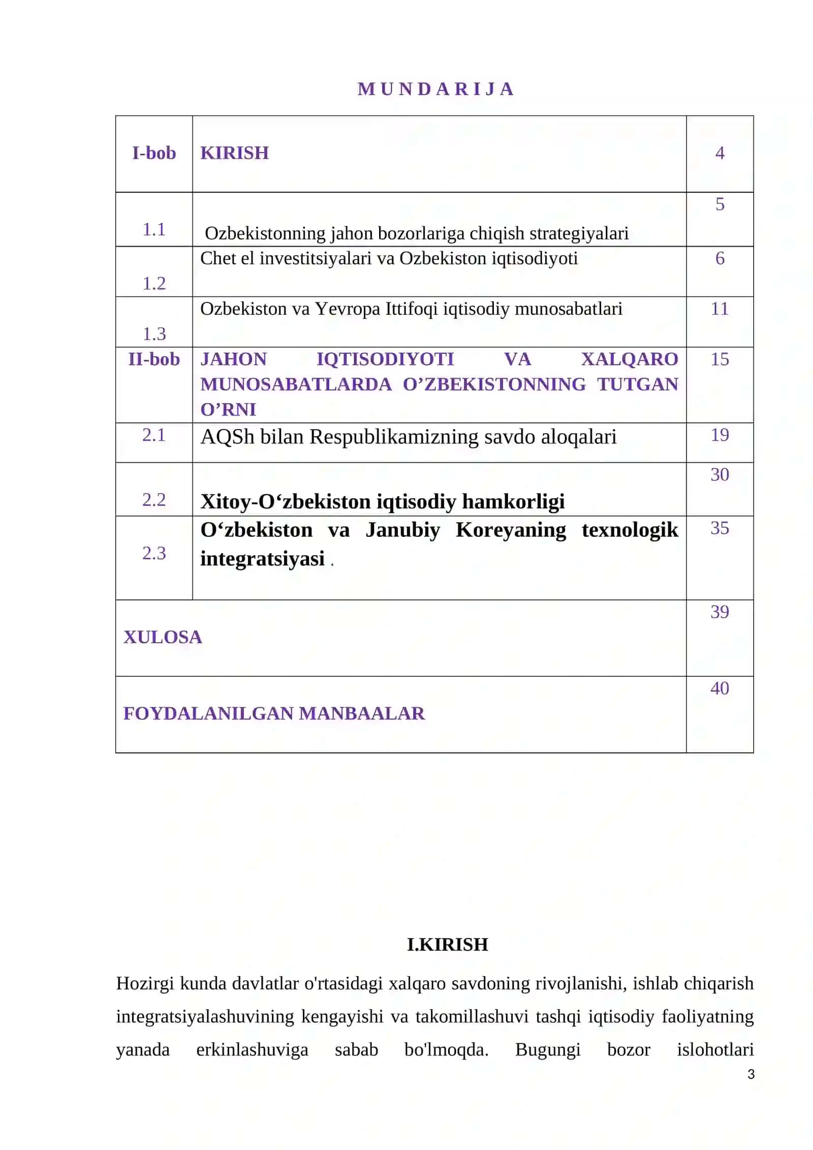 O`zbekistonning jahonning rivojlangan mamlakatlari bilan iqtisodiy hamkorligi 3
