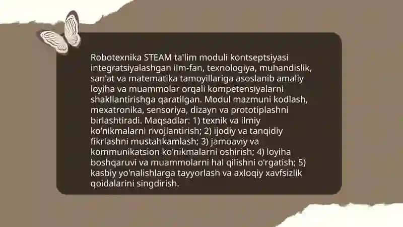 Robotexnika STEAM ta‘lim moduli 3