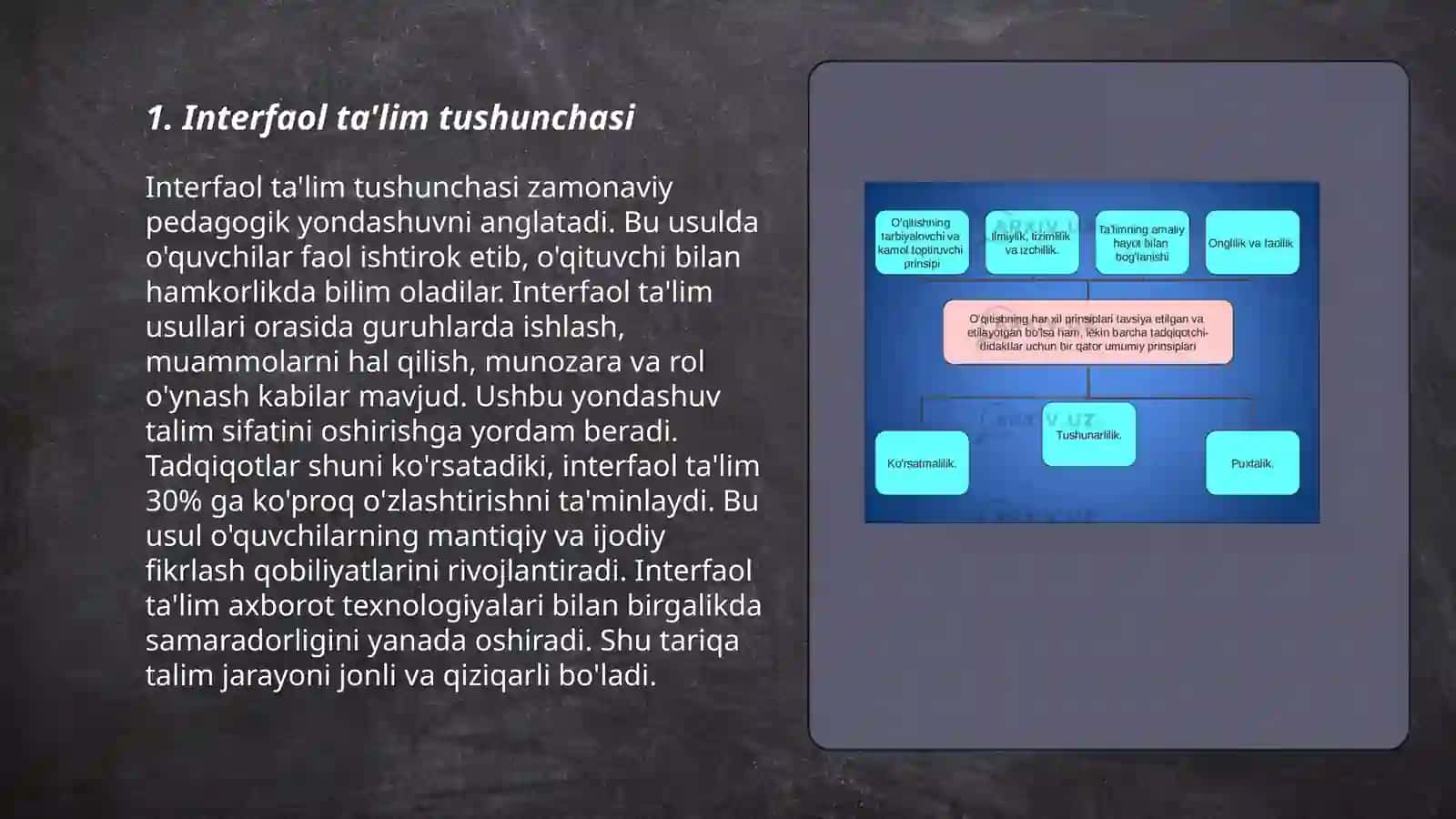 Interfaol ta'limning asosiy tamoyil, shakl va omillari 3