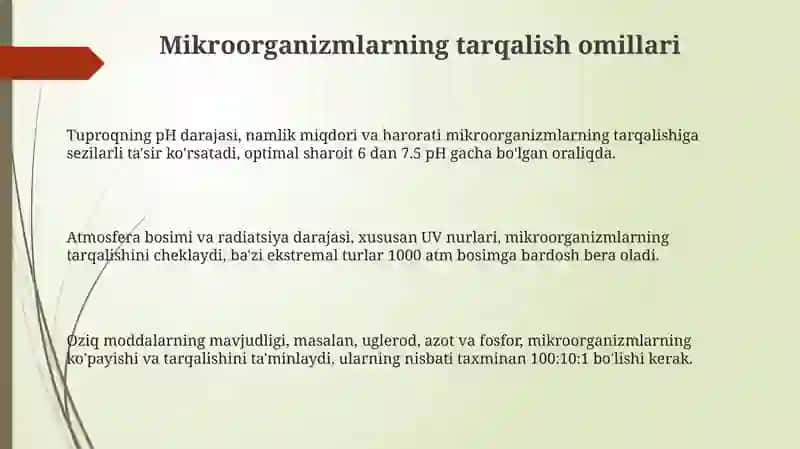 Mikroorganizmlarning tabiatda tarqalaishi 3