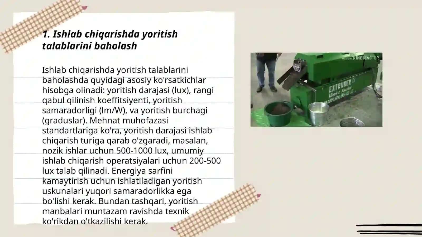 Ishlab chiqarishdagi tabiy va suniy yorug'likni hisoblash usuli 3