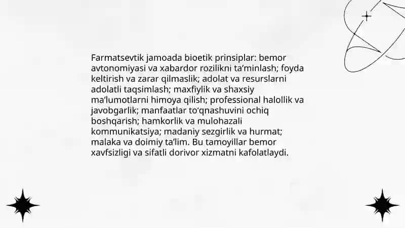 Farmatsevtik jamoada bioetik o'zaro munosabatlar 3