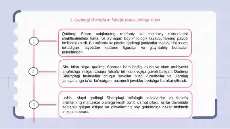 Qadimgi Sharqda asotiriy tasavvurlar va falsafiy bilimlarning paydo bo’lishi 3