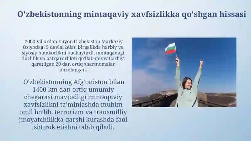 O'zbekistonning Markaziy Osiyoda Tinchlik va Barqarorlikni Ta'minlashdagi Rolini 3