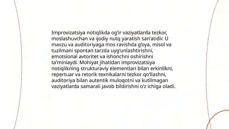 Improvizatsiyaning notiqlik mahoratidagi o'rni 3