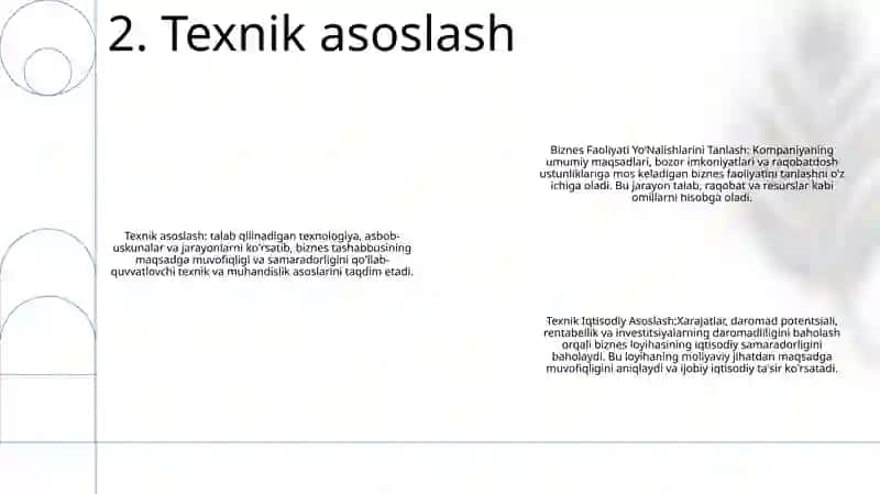 Biznes Faoliyati YoʻNalishlarini Tanlash Texnik Iqtisodiy Asoslash 3