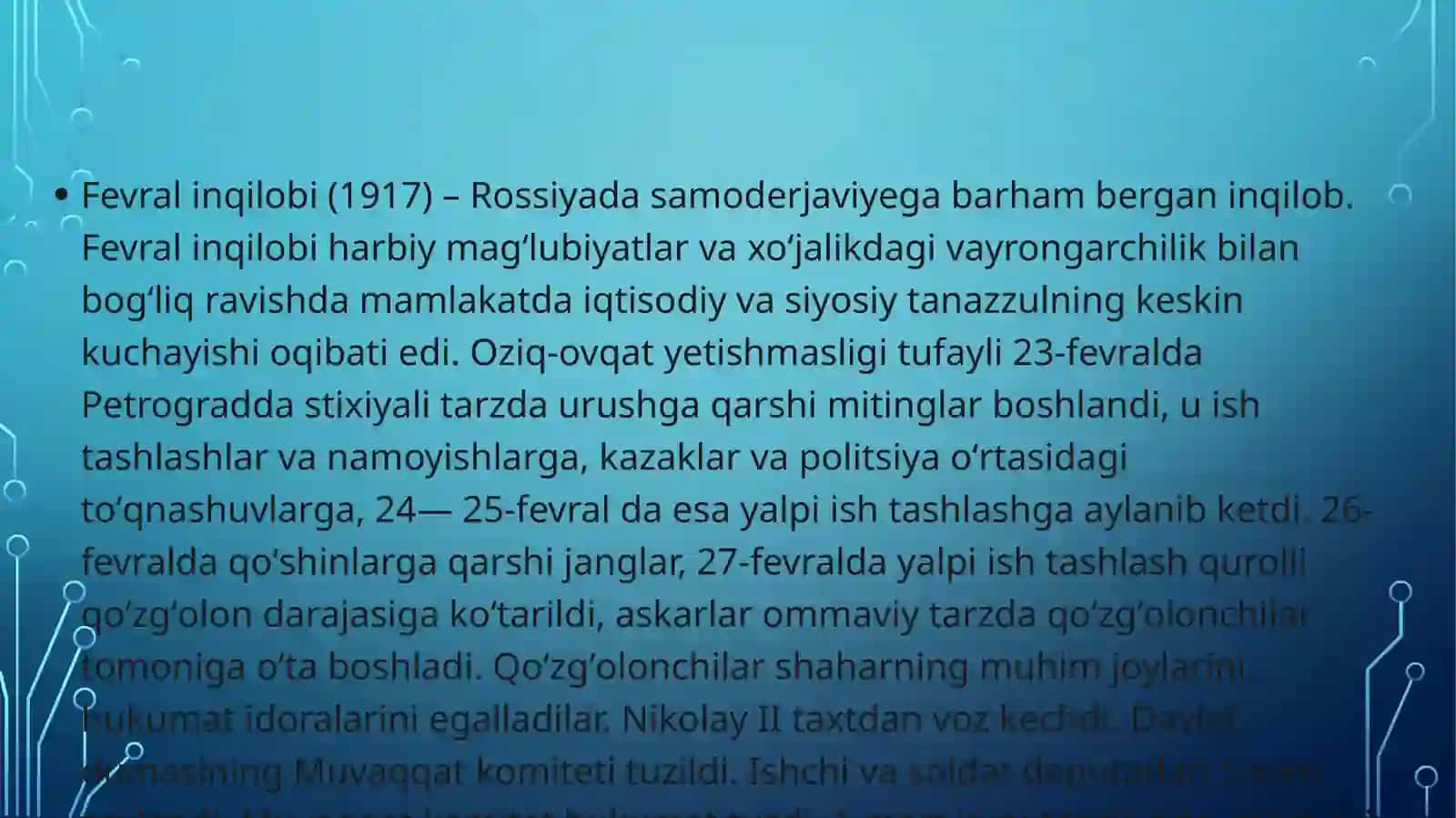 1917 – yil fevral inqilobi va oktabrtoʻntarishioqibatlari va natijalari 3