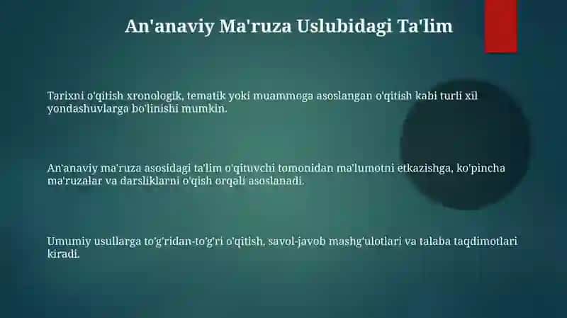 Tarix o'qitishning metodlari va ularning klassifikatsiyasi 3