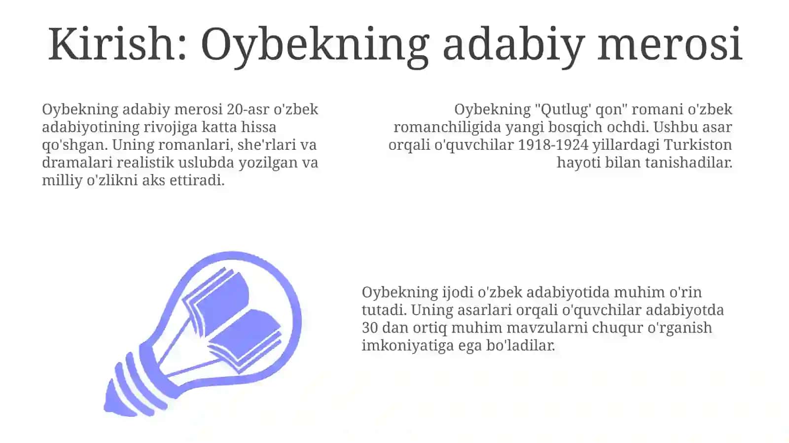 Adabiyotdan sinfdan tashqari oʻqish mashgʻulotlarini tashkil etish (Oybek ijodi misolida) 3